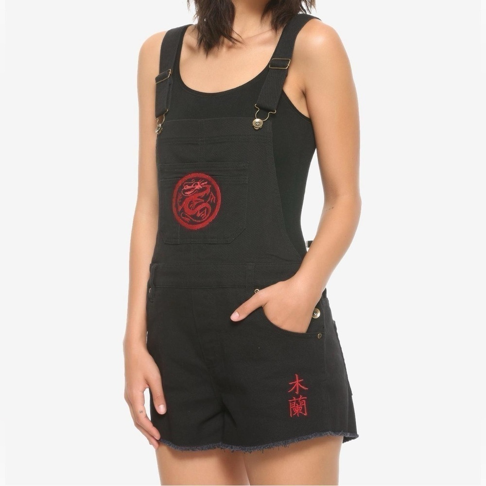 Disney Mulan Hot Topic shortalls  overalls black denim  Sz-S/M.‎ C8
